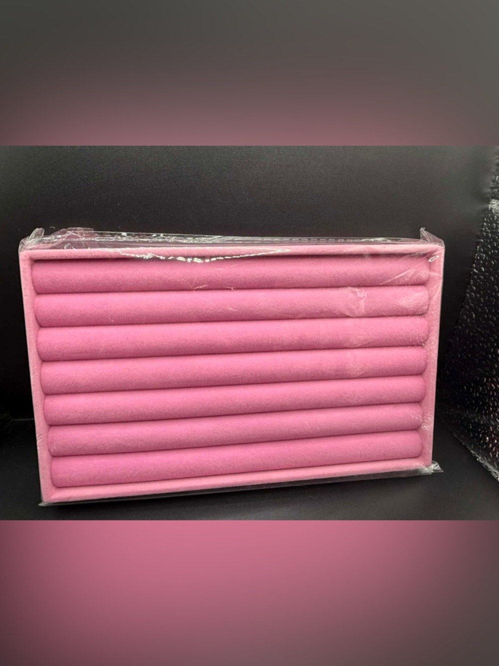 Pink Velvet Jewelry Roll Organizer ring holder.  New in packaging